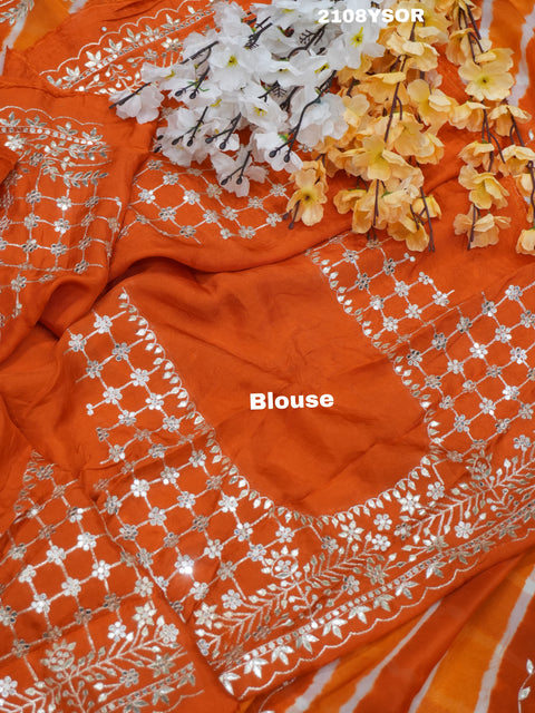 KcPc New Pure Taser Organza Leheriya With Gotapatti Work  saree ANT
