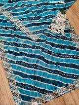 By Latest New Pure Taser Organza Leheriya With Gotapatti WorkSaree