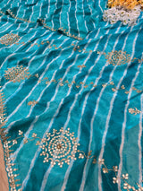 New Chinon Leheriya Style with Gotapatti Work Saree