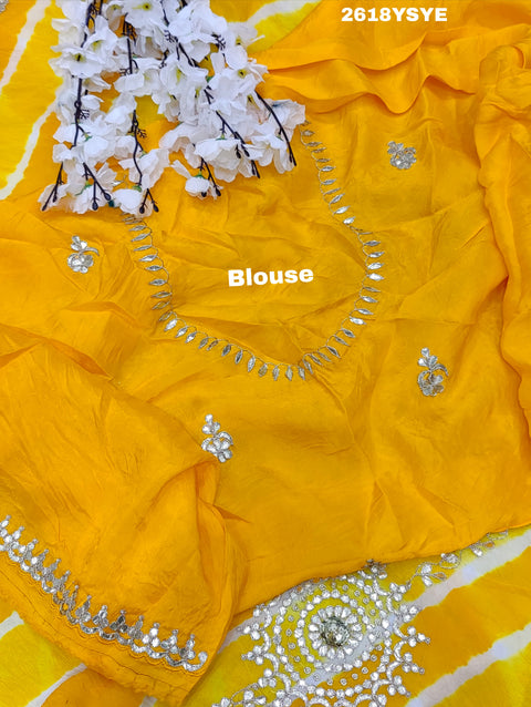 New Chinon Leheriya Style with Gotapatti Work Saree