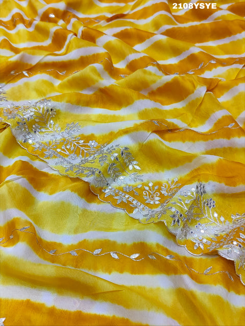 KcPc New Pure Taser Organza Leheriya With Gotapatti Work  saree ANT