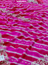 By Latest New Pure Taser Organza Leheriya With Gotapatti WorkSaree