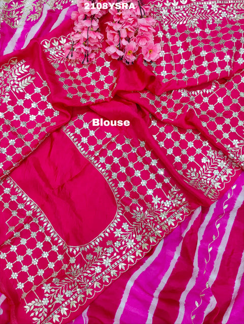 KcPc New Pure Taser Organza Leheriya With Gotapatti Work  saree ANT