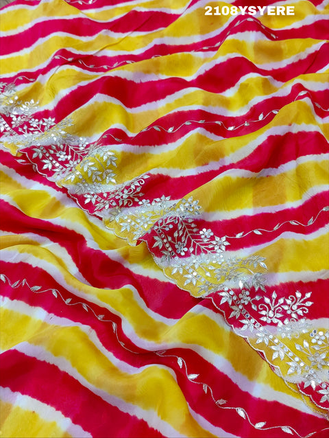 KcPc New Latest Pure Taser Organza Leheriya With Gotapatti Work  saree ANT