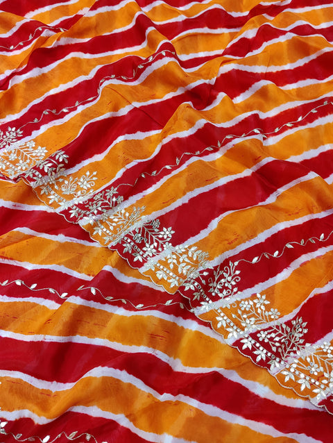 KcPc Latest New Pure Taser Organza Leheriya With Gotapatti Work  Saree ANT