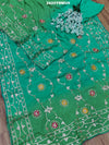 Green embroidered saree with floral patterns Chinon Bollywood Style with Gotapatti Work 