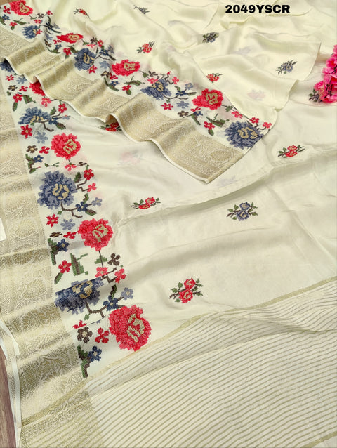 KcPc New Launch Munga Silk Embroidery style With Karosiya Hand Work Saree ANT