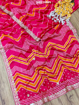By New Beautiful HO Silk Zik Zag Style With Gotapatti Work Saree 