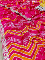 By New Beautiful HO Silk Zik Zag Style With Gotapatti Work Saree 