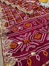 By New Latest Pure Gaji Silk Bandhani Ghatchola Gotapatti Saree
