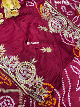 By New Latest Pure Gaji Silk Bandhani Ghatchola Gotapatti Saree