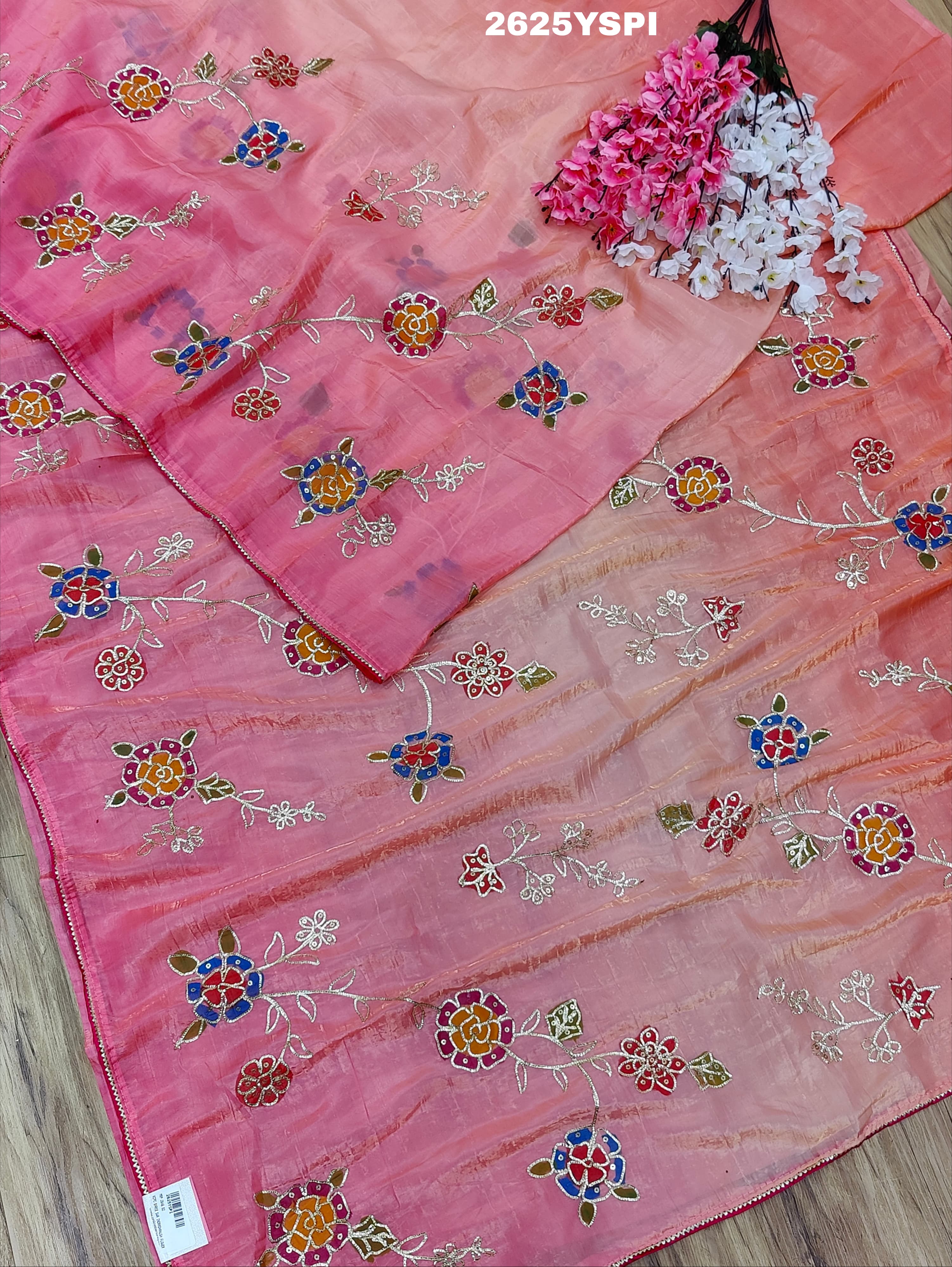 By New Launch Tissue Silk Bollywood Style With Silver Gotapatti Work Saree