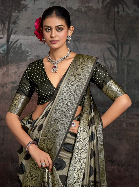 KcPc New Munga Silk Printed Style With Zari Weaving  Border Work Saree STR