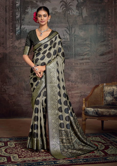 KcPc New Munga Silk Printed Style With Zari Weaving  Border Work Saree STR