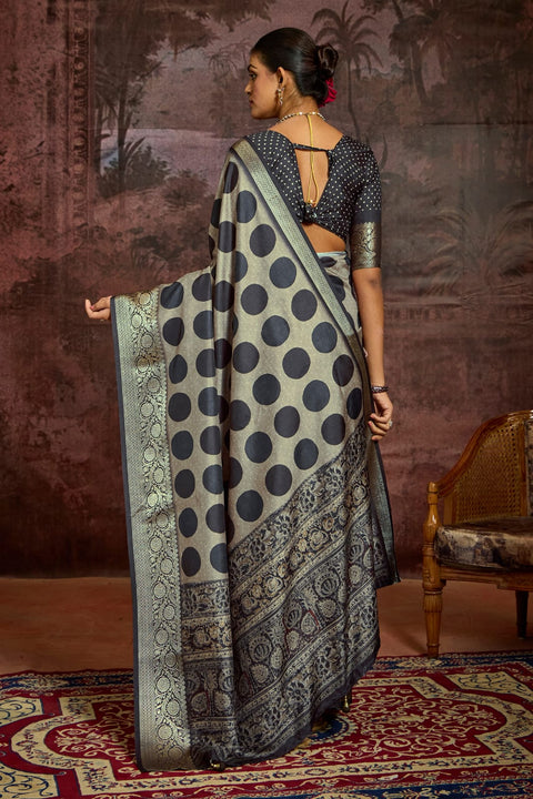 KcPc New Munga Silk Printed Style With Zari Weaving  Border Work Saree STR