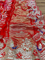 By New Gaji Silk Bandhani Style With Gotapatti Work Saree