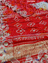 By New Gaji Silk Bandhani Style With Gotapatti Work Saree