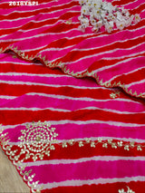 New Chinon Leheriya Style with Gotapatti Work Saree