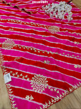 New Chinon Leheriya Style with Gotapatti Work Saree