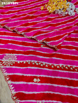 New Chinon Leheriya Style with Gotapatti Work Saree