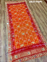 By New Rajasthani Gaji Silk Ghatchola Bandhani Style Zardoji Work Chunri