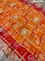 By New Rajasthani Gaji Silk Ghatchola Bandhani Style Zardoji Work Chunri
