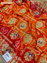By New Rajasthani Gaji Silk Ghatchola Bandhani Style Zardoji Work Chunri