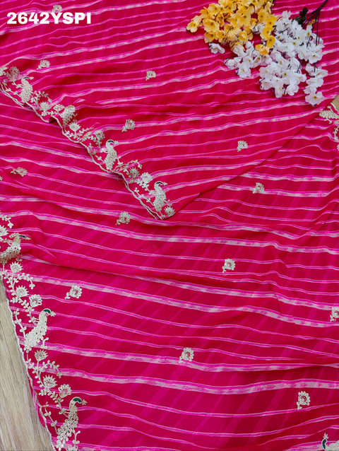 KcPc New Chiffon Leheriya Style With Pitan  GotaPatti Work Saree  PDM
