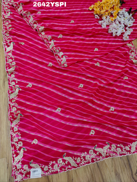 KcPc New Chiffon Leheriya Style With Pitan  GotaPatti Work Saree  PDM