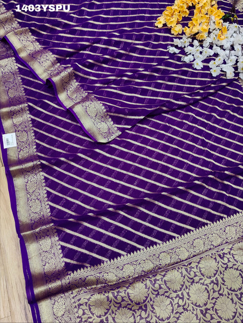 KcPc New Pure khaddi Georgette Banarasi Handloom Leheriya Zari Weaving Saree  MAHA