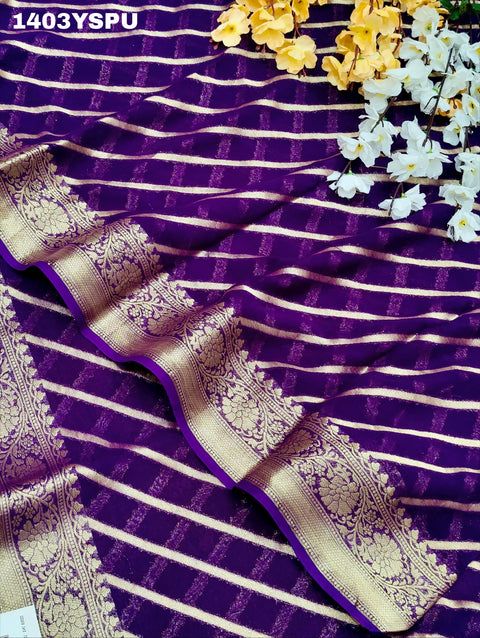 KcPc New Pure khaddi Georgette Banarasi Handloom Leheriya Zari Weaving Saree  MAHA