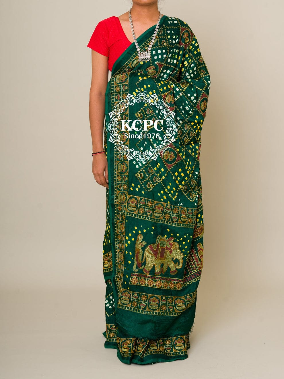 By New Launch Modal Gaji Silk Bandhani Style With Computer Work Saree