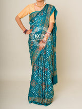 By New Launch Modal Gaji Silk Bandhani Style With Computer Work Saree