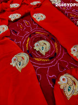 By New Latest Ojariya Bandhani Style With Belbuti Work Odhna