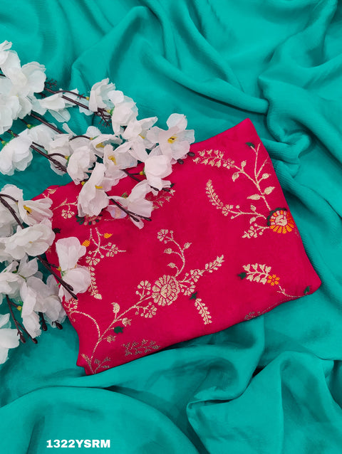 KcPc New Latest Pure Ojariya Chinon Beautiful Zari border Pallu saree MAHA