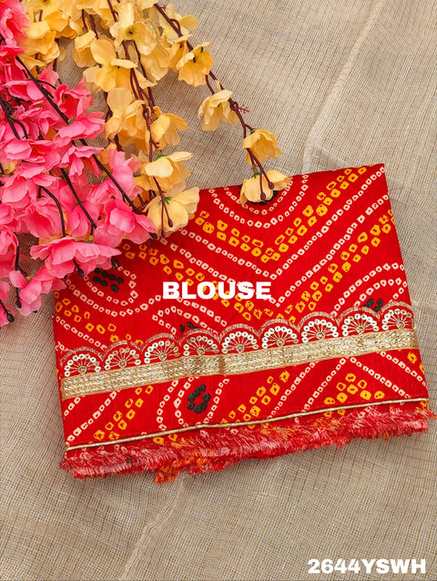 KcPc New Embroidery Bandhani Border Kota Doriya Saree SWA