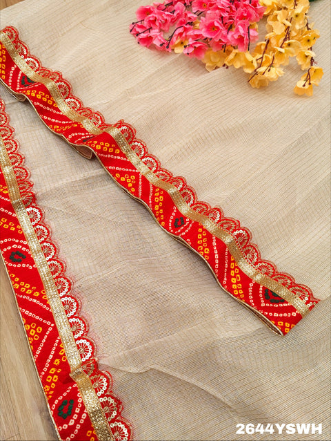 KcPc New Embroidery Bandhani Border Kota Doriya Saree SWA