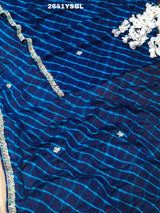 By New Chiffon Leheriya Style With Cutdana Work Saree