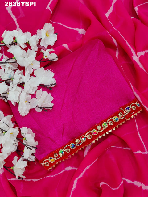 KcPc Latest Chiffon Leheriya Style Saree with Embroidery Work  STL