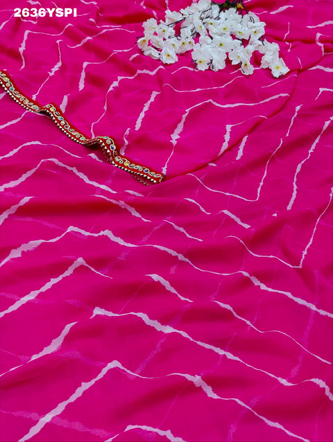 KcPc Latest Chiffon Leheriya Style Saree with Embroidery Work  STL