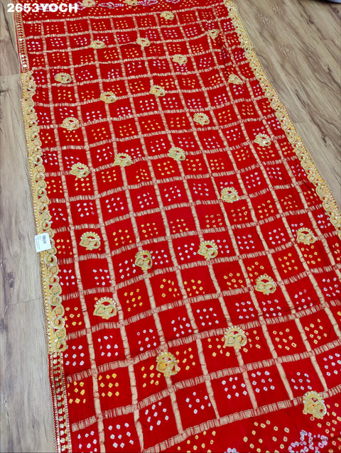 KcPc New Semi Gaji Silk Bandhani Style With Bel buti Work Odhna KCPC