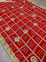 KcPc New Semi Gaji Silk Bandhani Style With Bel buti Work Odhna KCPC