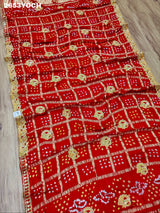 KcPc New Semi Gaji Silk Bandhani Style With Bel buti Work Odhna KCPC