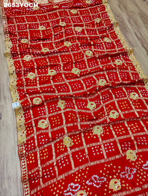 KcPc New Semi Gaji Silk Bandhani Style With Bel buti Work Odhna KCPC