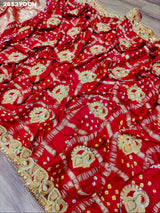 KcPc New Semi Gaji Silk Bandhani Style With Bel buti Work Odhna KCPC