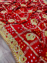 KcPc New Semi Gaji Silk Bandhani Style With Bel buti Work Odhna KCPC