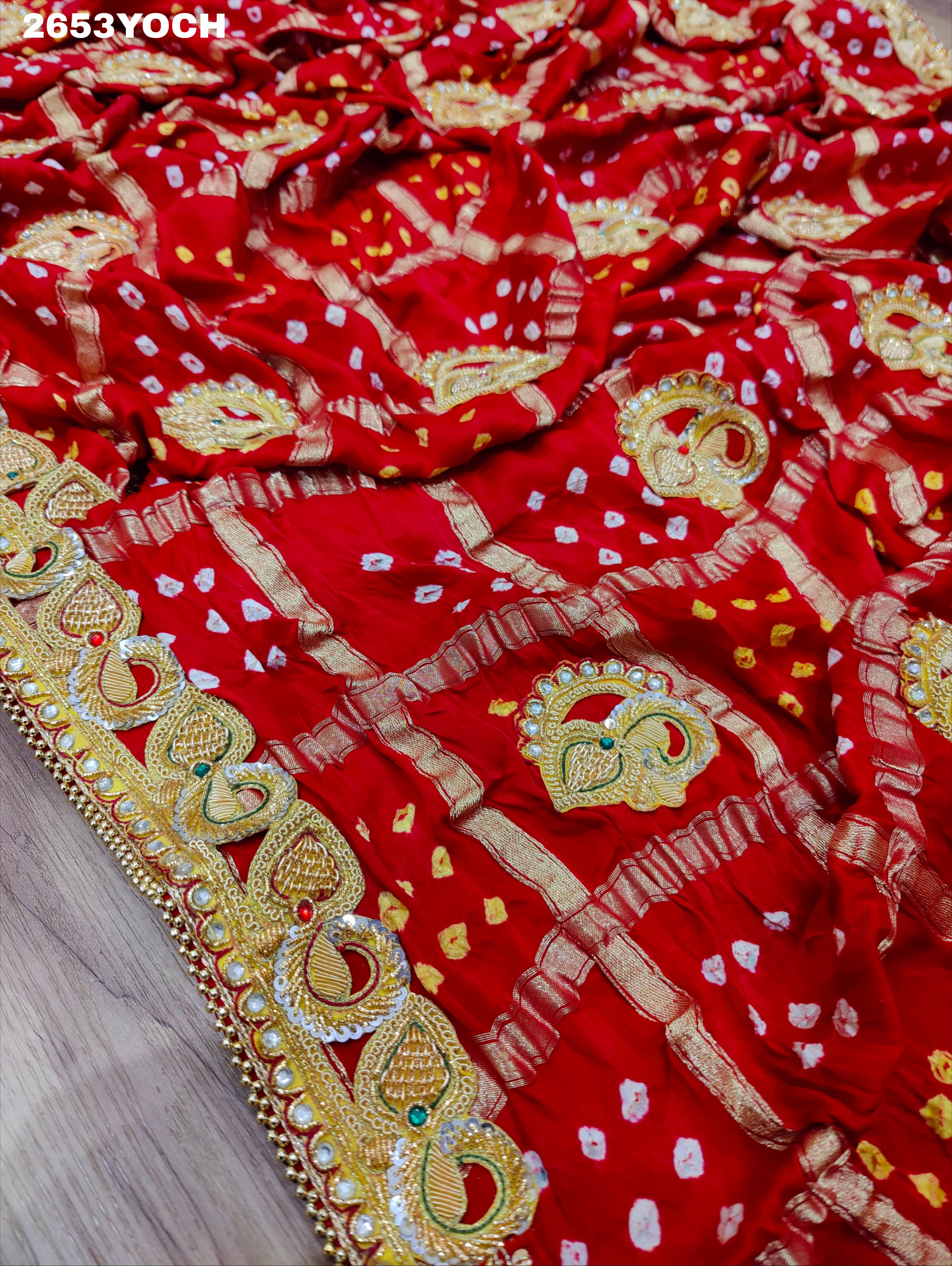 KcPc New Semi Gaji Silk Bandhani Style With Bel buti Work Odhna KCPC