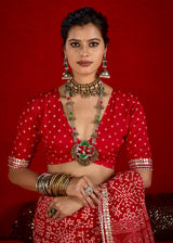 By New Arrival Modal Silk Ajrakh Style With Gotapatti Work Saree