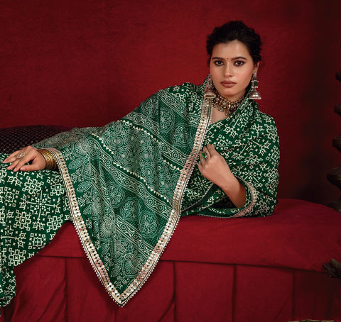 KcPc New Launch Modal Silk Ajrakh Style With Gotapatti Work Saree STR