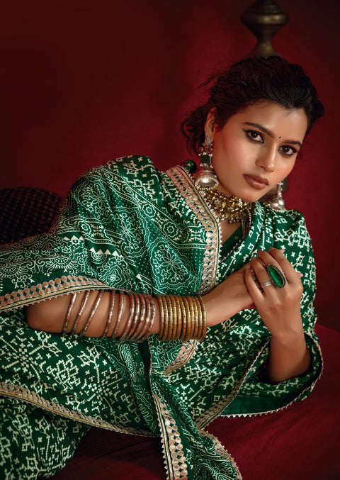 KcPc New Launch Modal Silk Ajrakh Style With Gotapatti Work Saree STR